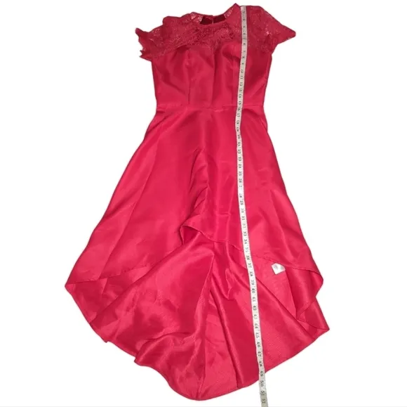Chi Chi London Red Lace Bodice Dip High Lo Dress Size 8