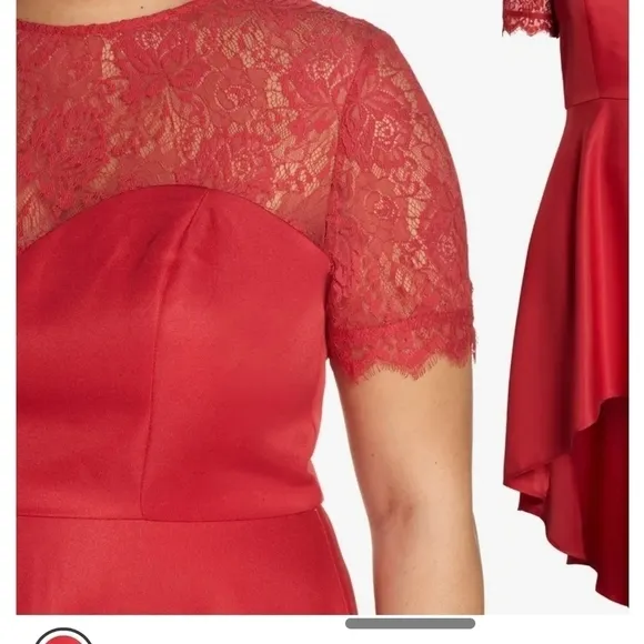 Chi Chi London Red Lace Bodice Dip High Lo Dress Size 8