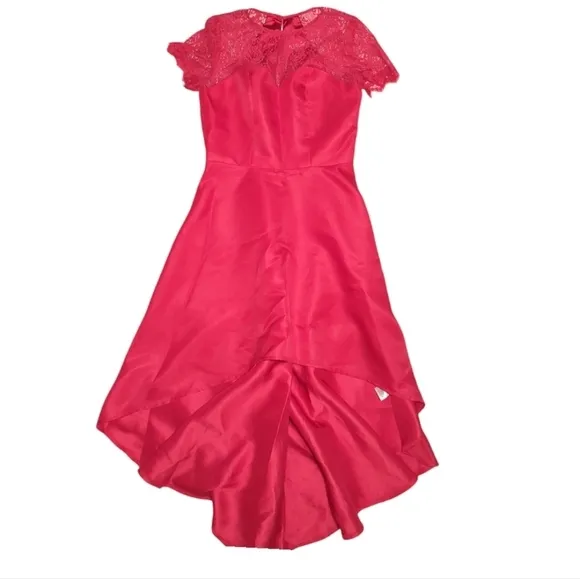 Chi Chi London Red Lace Bodice Dip High Lo Dress Size 8