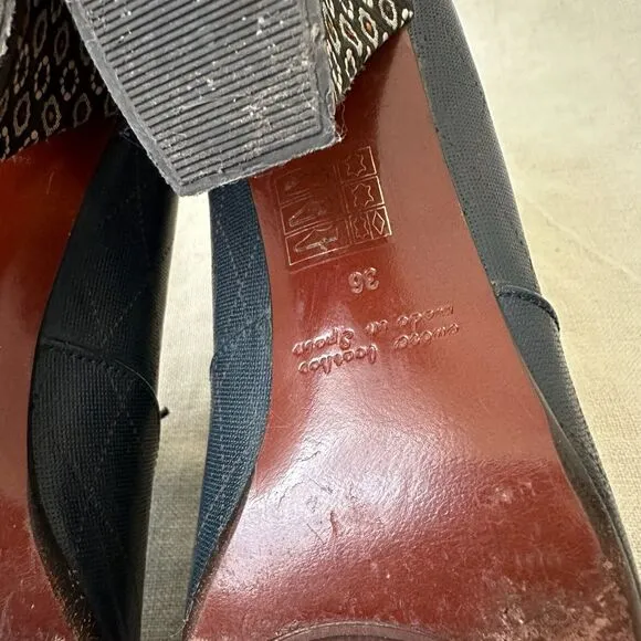 CHIE MIHARA Anthropologie Quilt Floral Lace-Up Oxford Heels in Black