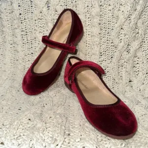 Childrenchic Cassie Velvet Mary Jane Burgundy Red Dress Shoes EU 31/US 13.5