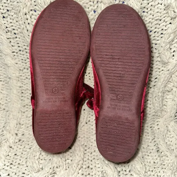 Childrenchic Cassie Velvet Mary Jane Burgundy Red Dress Shoes EU 31/US 13.5