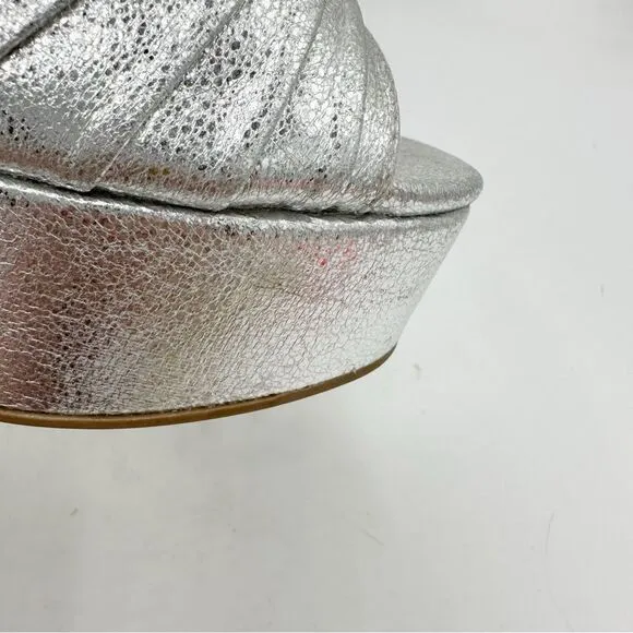 Chinese Laundry Silver Metallic Ankle Strap Platform Sandals Disco Y2K Vibe 11
