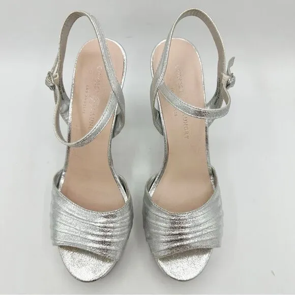 Chinese Laundry Silver Metallic Ankle Strap Platform Sandals Disco Y2K Vibe 11