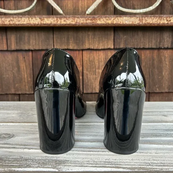 Christian Louboutin Black Patent Leather 3 in. Block Heel Pumps Size 39.