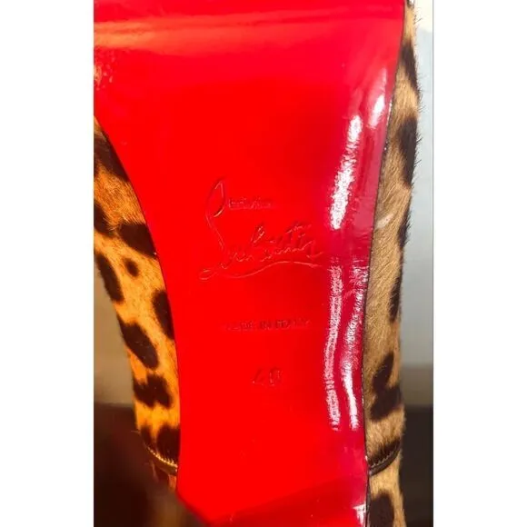Christian Louboutin Lady Derby 120 Ponyhair Leopard  Fur Bootie Pumps 40/9-9.5