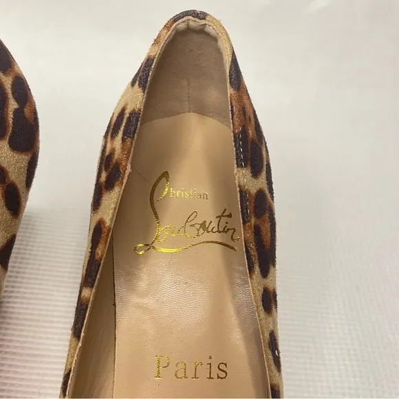 Christian Louboutin  leopard cheetah point toe high heels shoes size 36