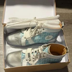 Christian Louboutin Men Blue &amp; silver high tops shoes Sz 12 (46) Good Condition