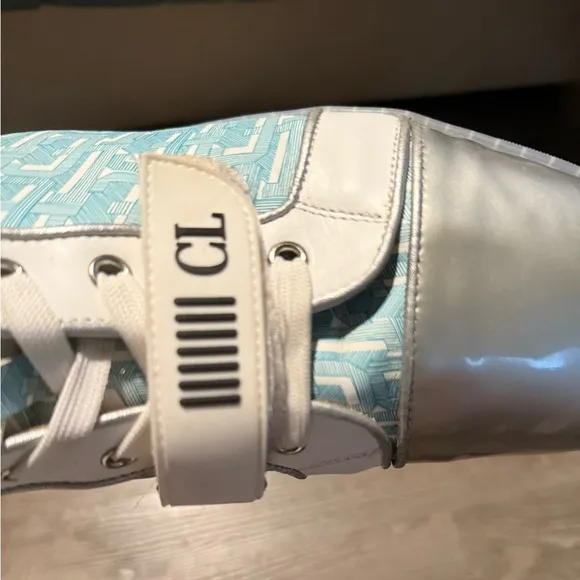 Christian Louboutin Men Blue &amp; silver high tops shoes Sz 12 (46) Good Condition