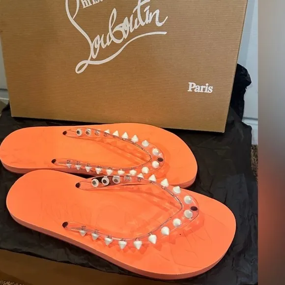 Christian Louboutin Orange Flip Flops