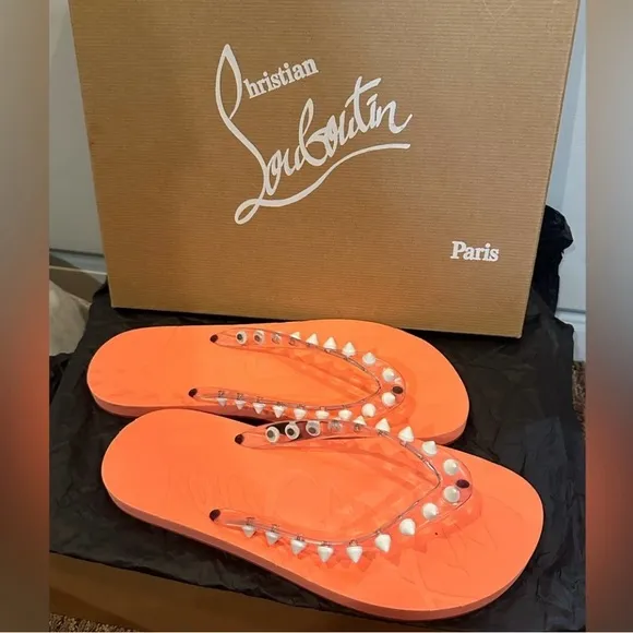 Christian Louboutin Orange Flip Flops
