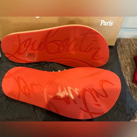Christian Louboutin Orange Flip Flops