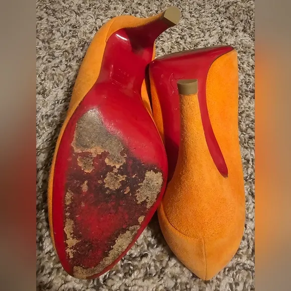 Christian Louboutin Women's Orange Suede Pumps