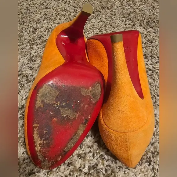 Christian Louboutin Women's Orange Suede Pumps