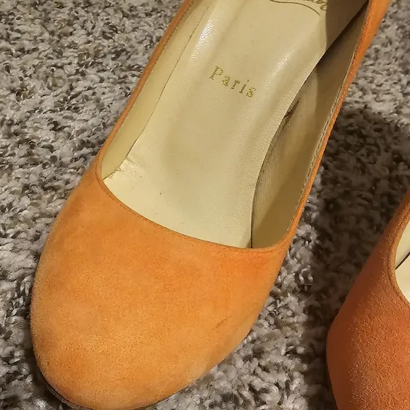 Christian Louboutin Women's Orange Suede Pumps