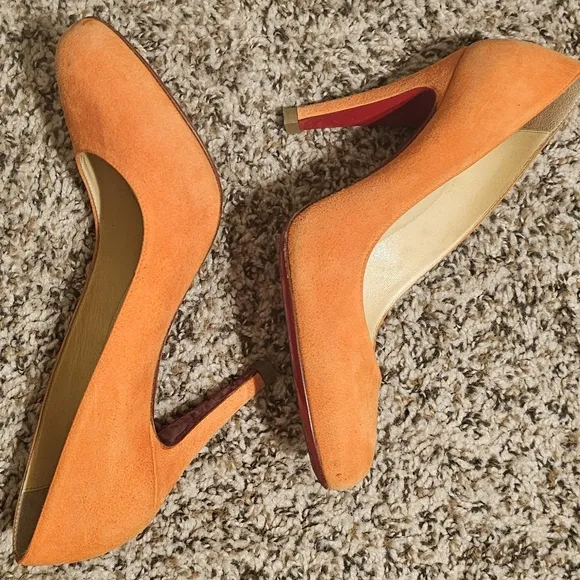 Christian Louboutin Women's Orange Suede Pumps