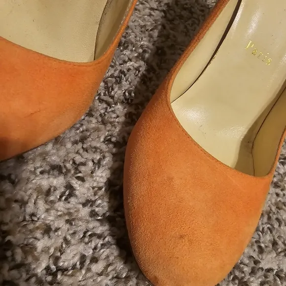 Christian Louboutin Women's Orange Suede Pumps