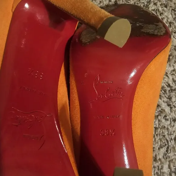 Christian Louboutin Women's Orange Suede Pumps