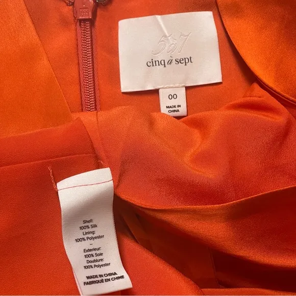 Cinq à Sept Caelan Knot Front Silk Dress in Tangerine Orange Size 00