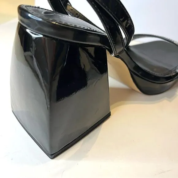 Circus by Sam Edelman Marie Black Block Heel Patent Leather Sandals Sz 6 NWOB