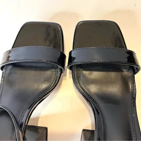 Circus by Sam Edelman Marie Black Block Heel Patent Leather Sandals Sz 6 NWOB