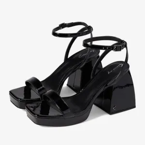 Circus by Sam Edelman Marie Black Block Heel Patent Leather Sandals Sz 6 NWOB
