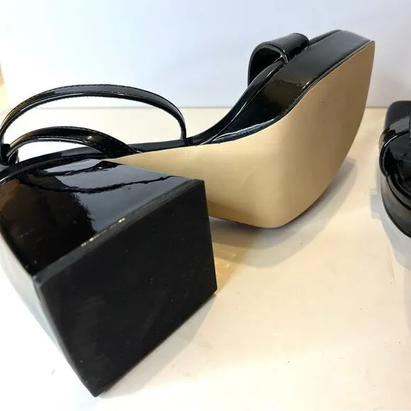 Circus by Sam Edelman Marie Black Block Heel Patent Leather Sandals Sz 6 NWOB