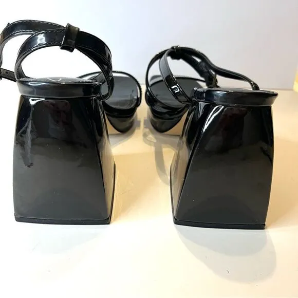 Circus by Sam Edelman Marie Black Block Heel Patent Leather Sandals Sz 6 NWOB