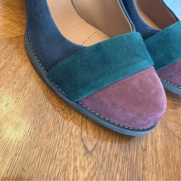 Clarks Artisan Tarah Brae Suede Leather Color Block Pumps, Size 9, Women's Heels