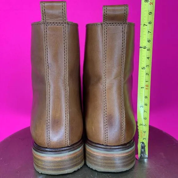 Clarks Clarkdale Cognac Leather Faux Fur Lined Lace-Up Boot Sz 8
