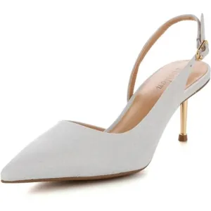 Closed Toe Slingback Heels Grey-2.6 Inch Metal Heel
