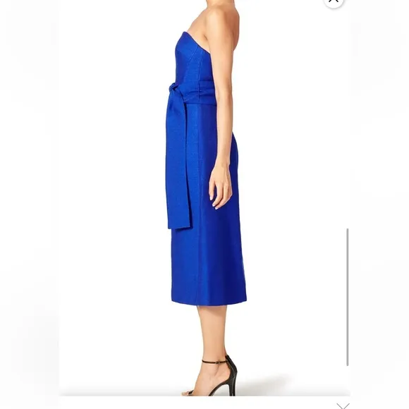 C/MEO Collective Wake Me blu strapless mini/Midi overlay cocktail dress Sz XS