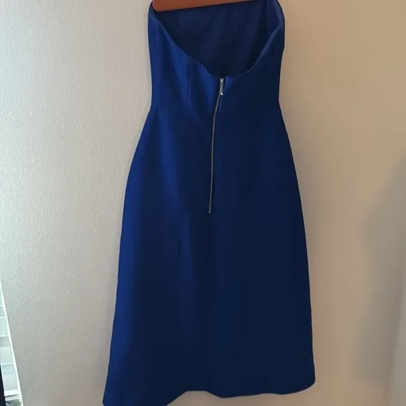 C/MEO Collective Wake Me blu strapless mini/Midi overlay cocktail dress Sz XS