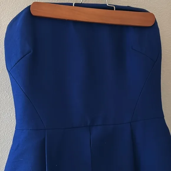 C/MEO Collective Wake Me blu strapless mini/Midi overlay cocktail dress Sz XS