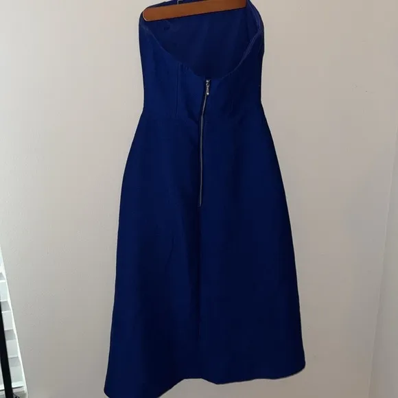 C/MEO Collective Wake Me blu strapless mini/Midi overlay cocktail dress Sz XS