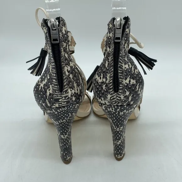 Coach Bella Heels Pumps Shoes Western Stitch Sandals Snakeskin Leather Womens 5
