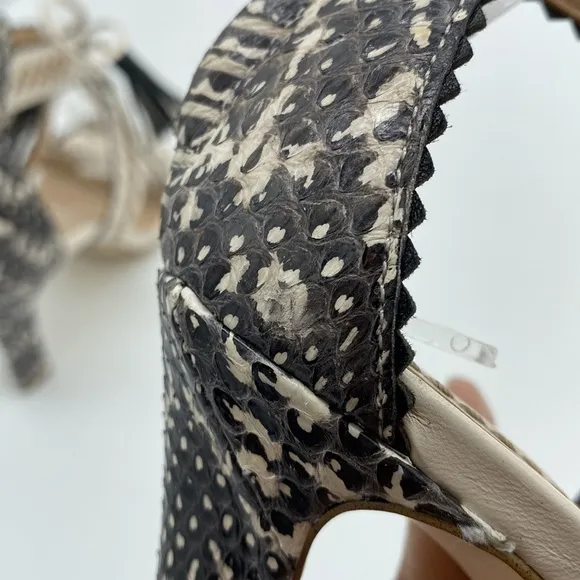 Coach Bella Heels Pumps Shoes Western Stitch Sandals Snakeskin Leather Womens 5