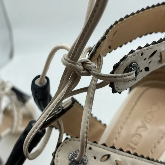 Coach Bella Heels Pumps Shoes Western Stitch Sandals Snakeskin Leather Womens 5