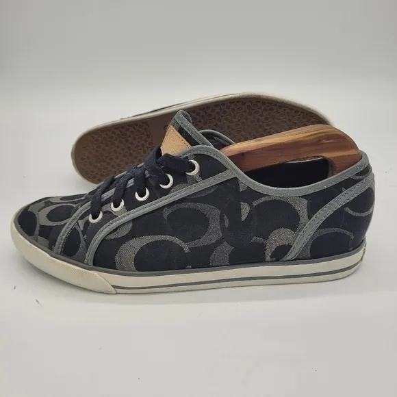 Coach Shoes Women 9B Dee Optic Signature Logo Sneakers Black
