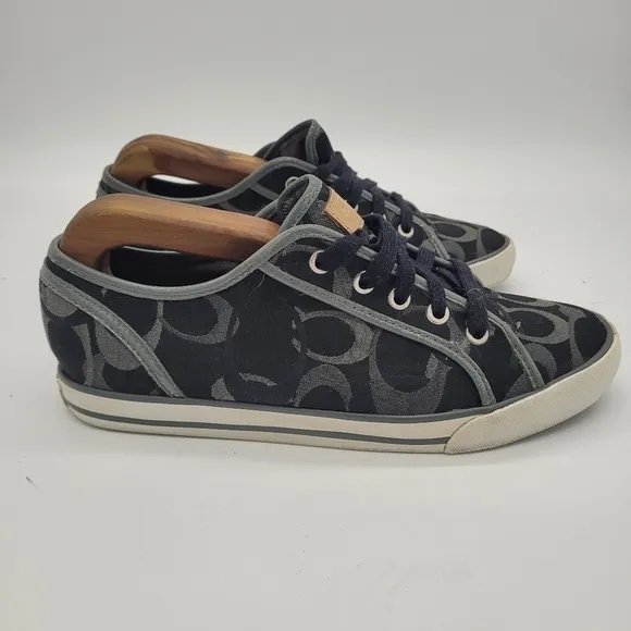 Coach Shoes Women 9B Dee Optic Signature Logo Sneakers Black