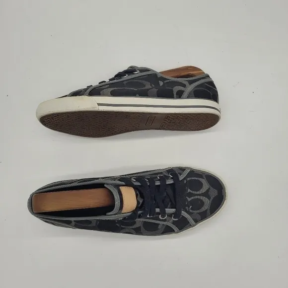 Coach Shoes Women 9B Dee Optic Signature Logo Sneakers Black