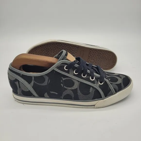 Coach Shoes Women 9B Dee Optic Signature Logo Sneakers Black