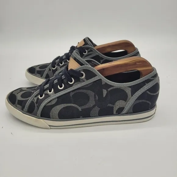 Coach Shoes Women 9B Dee Optic Signature Logo Sneakers Black