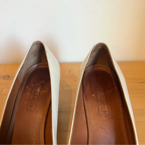 Coach Vintage Cream Leather Block Heel Pumps
