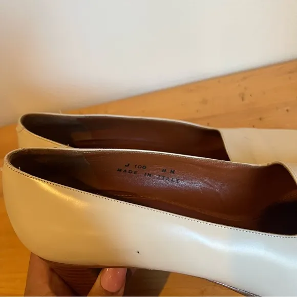 Coach Vintage Cream Leather Block Heel Pumps