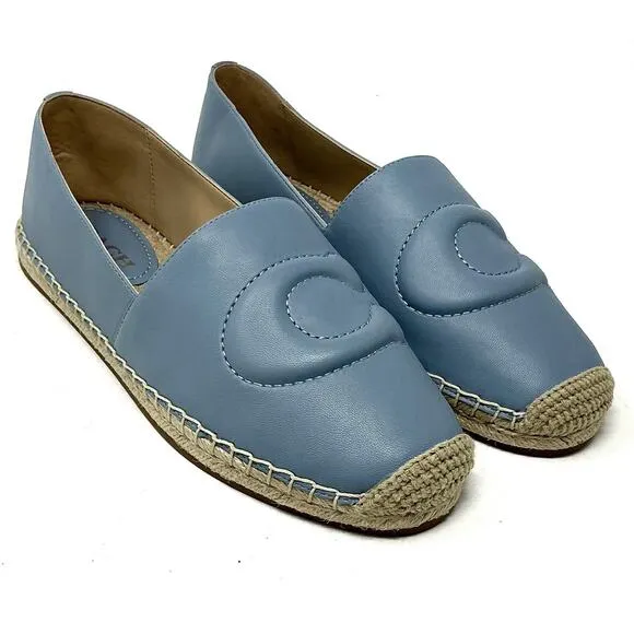 🆕Coach Women Cruz Nappa Leather Espadrille Blue Cornflower Shoes