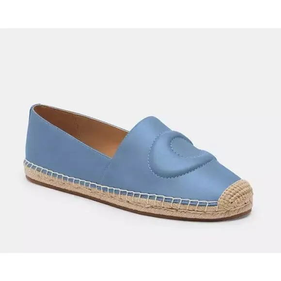 🆕Coach Women Cruz Nappa Leather Espadrille Blue Cornflower Shoes