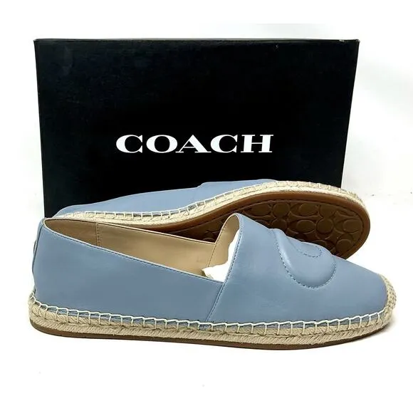 🆕Coach Women Cruz Nappa Leather Espadrille Blue Cornflower Shoes
