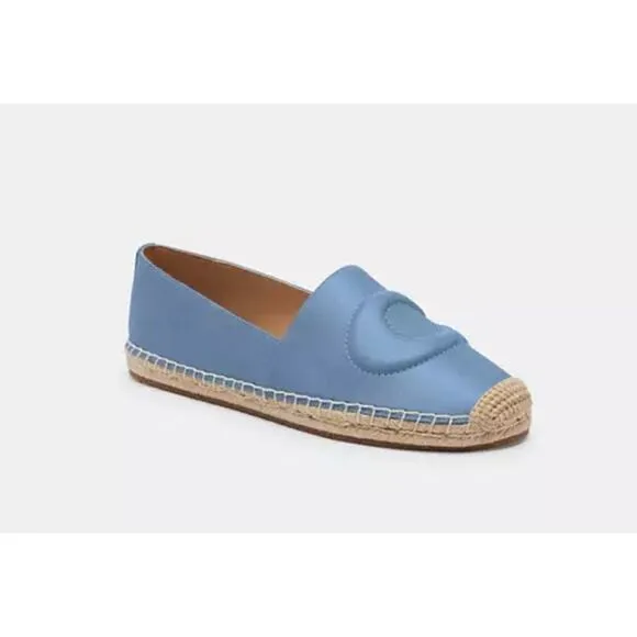 🆕Coach Women Cruz Nappa Leather Espadrille Blue Cornflower Shoes