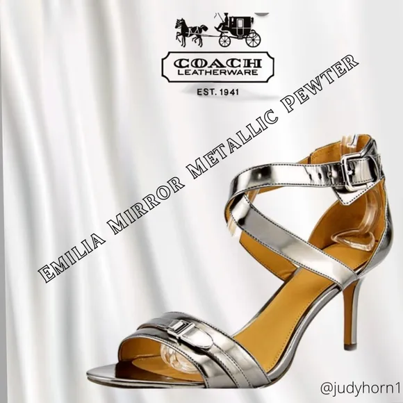 Coach Women's Emilia Mirror Metallic Pewter Ankle Buckle